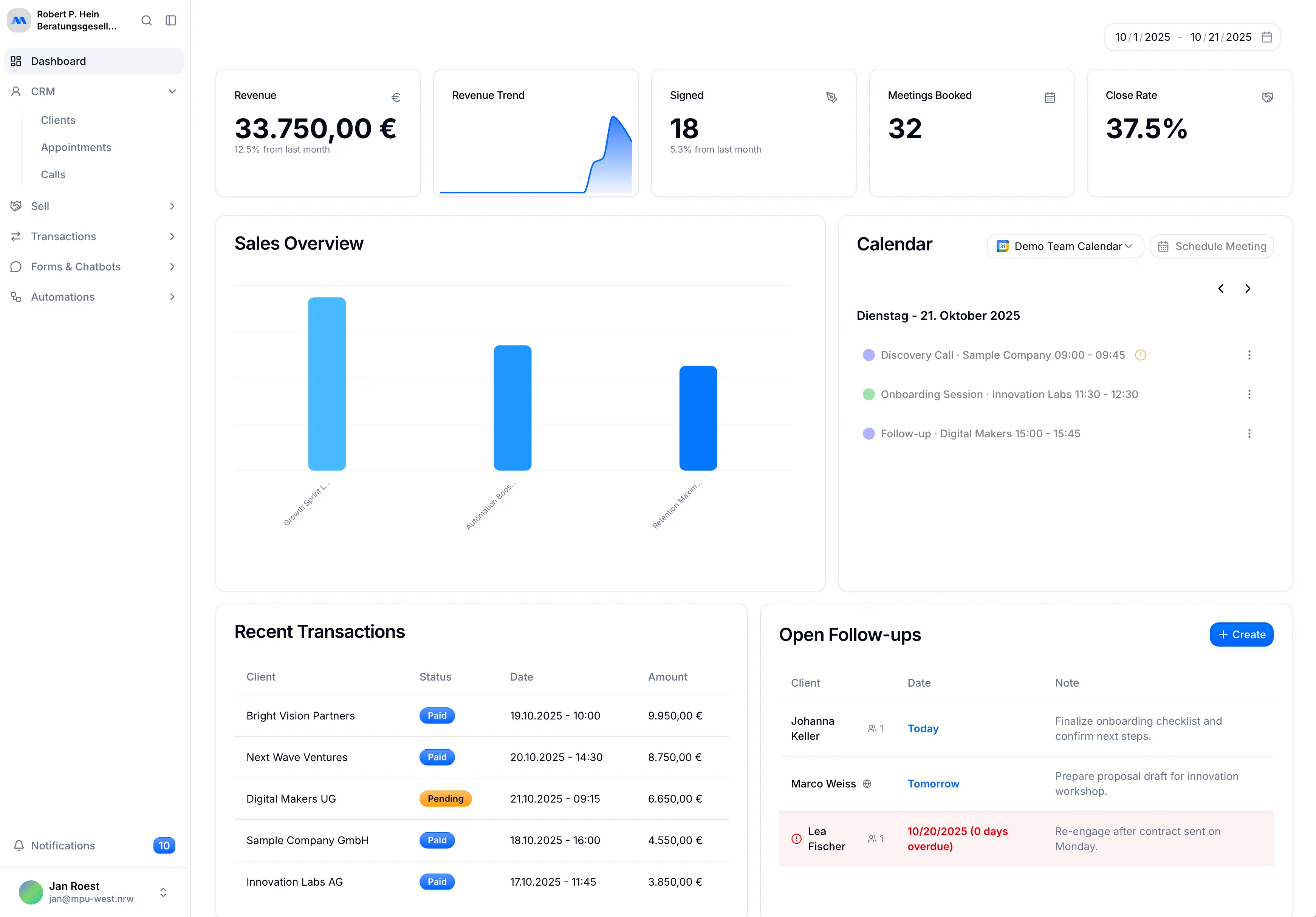Product preview of the moreflow application
